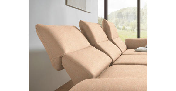 ECKSOFA  in Flachgewebe Lachsfarben Armteilverstellung, Relaxfunktion, Drehsitzfunktion  255-365/175-224 cm  - Schwarz/Lachsfarben, Design, Textil/Metall (255-365/175-224cm) - Dieter Knoll