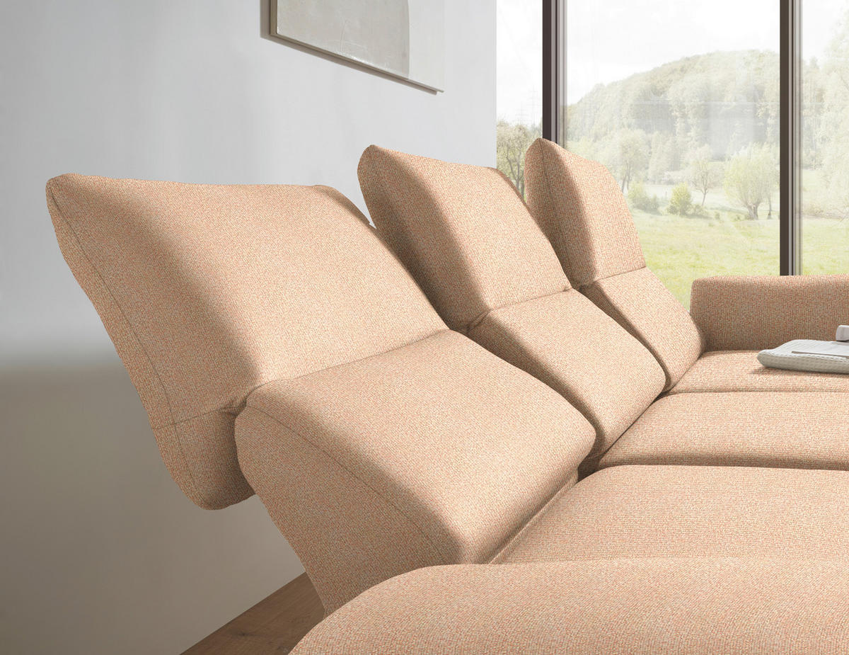 ECKSOFA Flachgewebe Lachsfarben  - Schwarz/Lachsfarben, Design, Textil/Metall (255-365/175-224cm) - Dieter Knoll