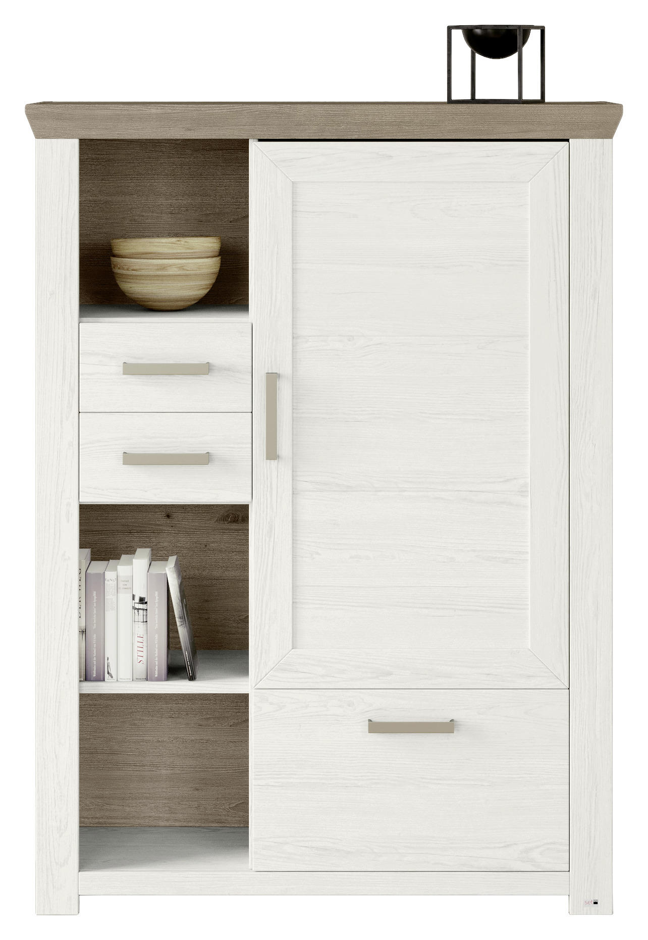 HIGHBOARD  in 104,5/142,6/42,2 cm  - Eichefarben/Weiß, Design, Holzwerkstoff/Metall (104,5/142,6/42,2cm) - SetOne by Musterring
