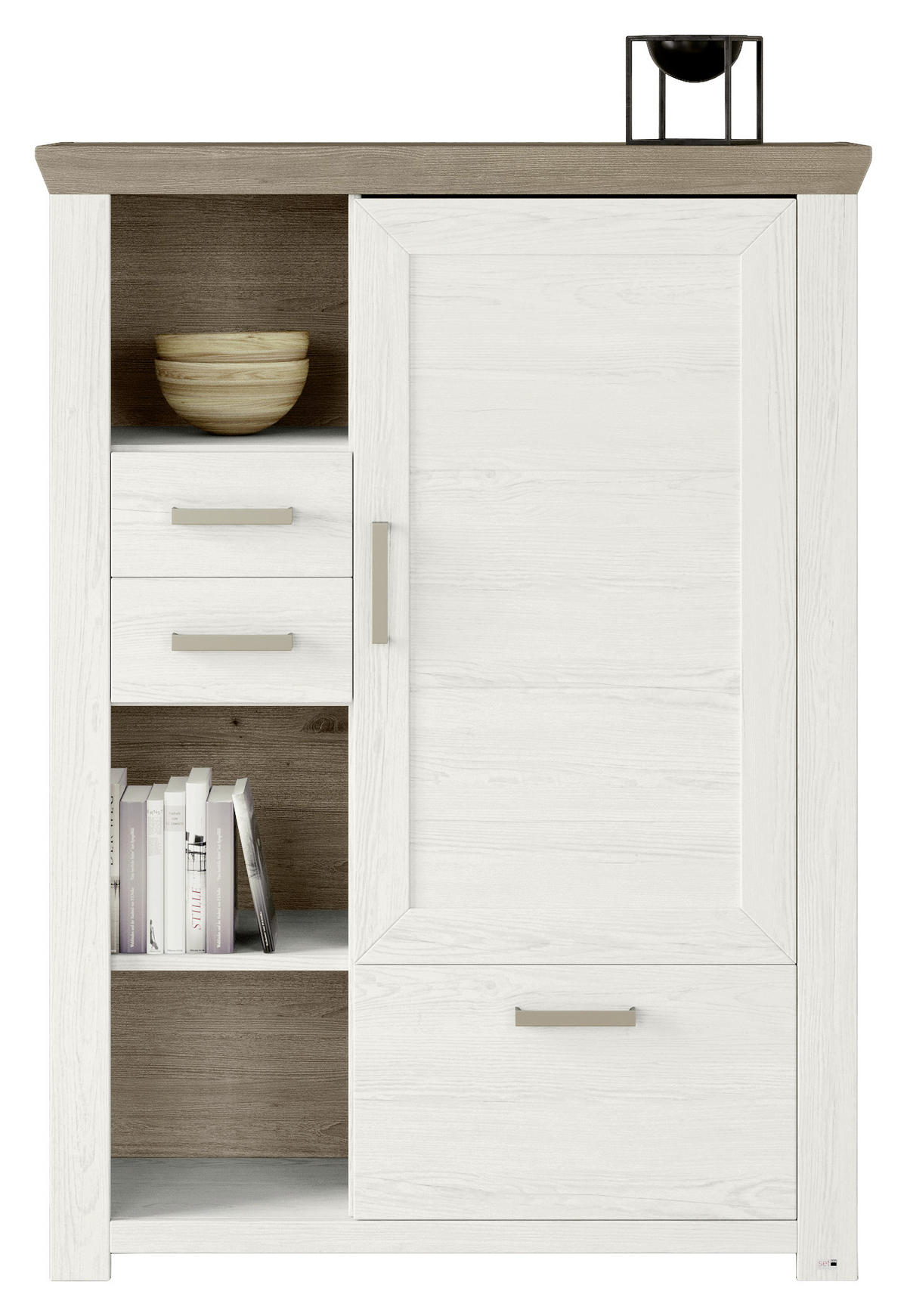 HIGHBOARD  in 104,5/142,6/42,2 cm  - Eichefarben/Weiß, Design, Holzwerkstoff/Metall (104,5/142,6/42,2cm) - SetOne by Musterring