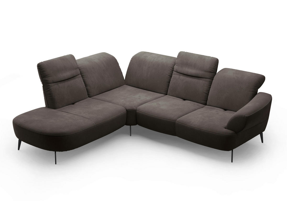 ECKSOFA in Flachgewebe Graphitfarben  - Schwarz/Graphitfarben, Modern, Textil/Metall (270/302cm) - Sit & More