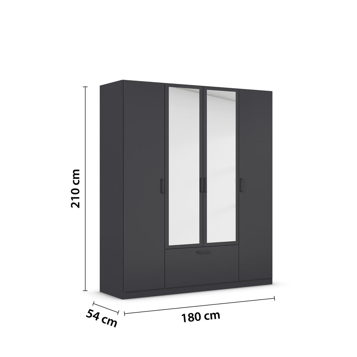 KLEIDERSCHRANK in Grau  - Grau, Basics, Holzwerkstoff/Metall (181/210/54cm) - Boxxx