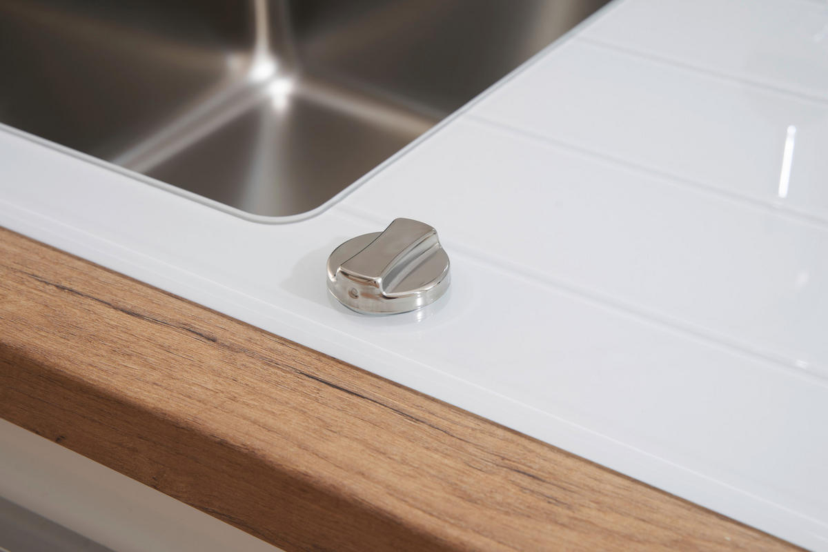 SPÜLE 1720NEWYORK86X50W  - Weiß, Trend, Glas/Metall (86/21/50cm) - Respekta