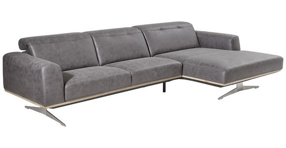 WOHNLANDSCHAFT in Grau, Beige - Edelstahlfarben/Beige, Design, Holz/Textil (311/163cm) - Dieter Knoll