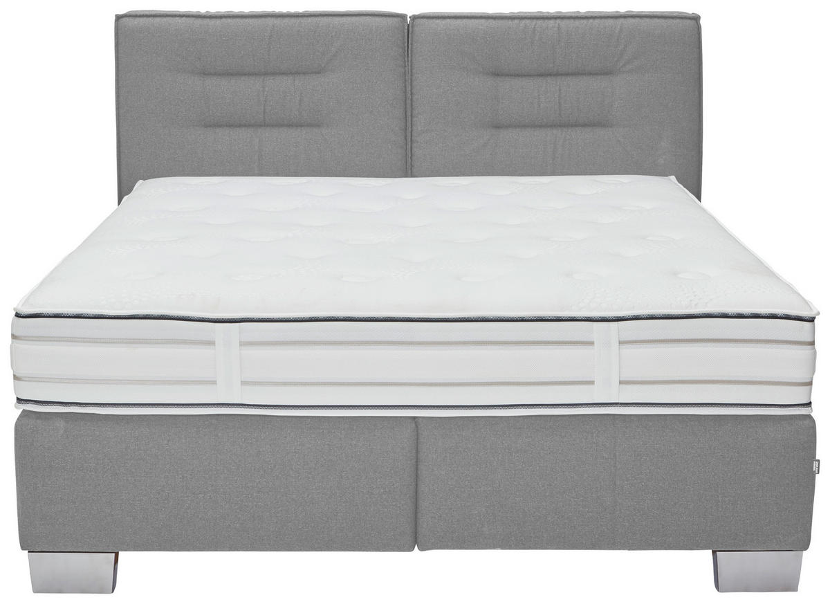 BOXSPRINGBETT 200/200 cm  in Hellgrau  - Chromfarben/Hellgrau, Konventionell, Textil (200/200cm) - Dieter Knoll