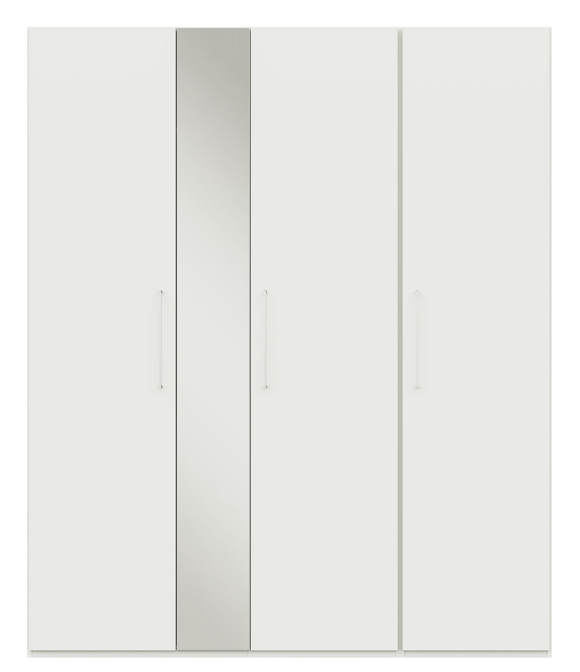 KLEIDERSCHRANK in Weiss  - Weiss/Edelstahlfarben, Design, Glas/Holzwerkstoff (177,6/213,6/59,3cm) - Cantus