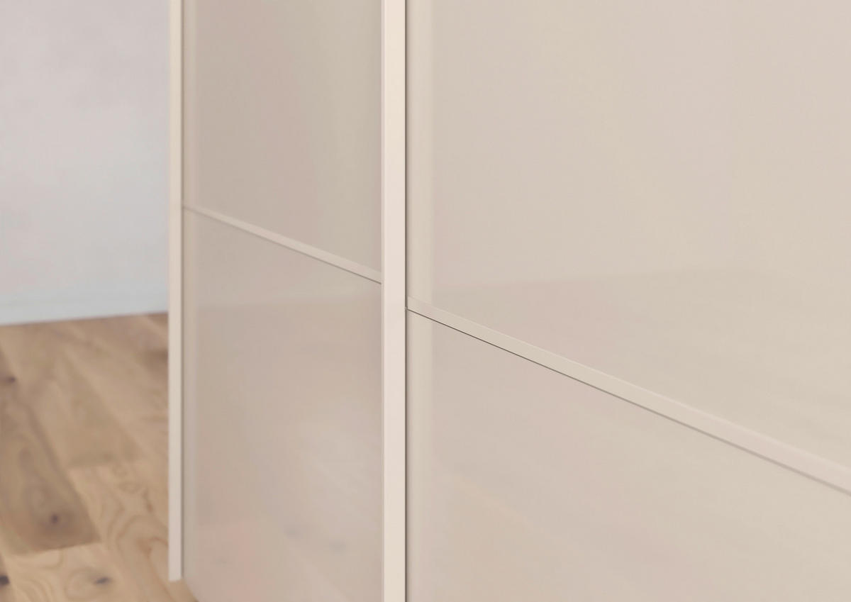 SCHWEBETÜRENSCHRANK in Grau, Weiss  - Weiss/Grau, Konventionell, Glas/Holzwerkstoff (271/223/68cm) - Novel