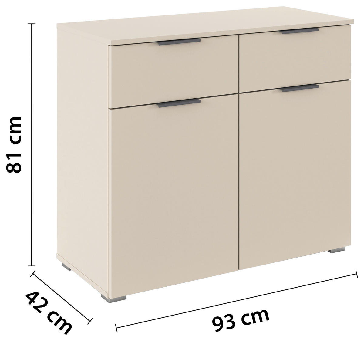 BYRÅ 93/81/42 cm  - aluminiumfärg/champagne, Modern, trämaterial (93/81/42cm) - Rauch Möbel