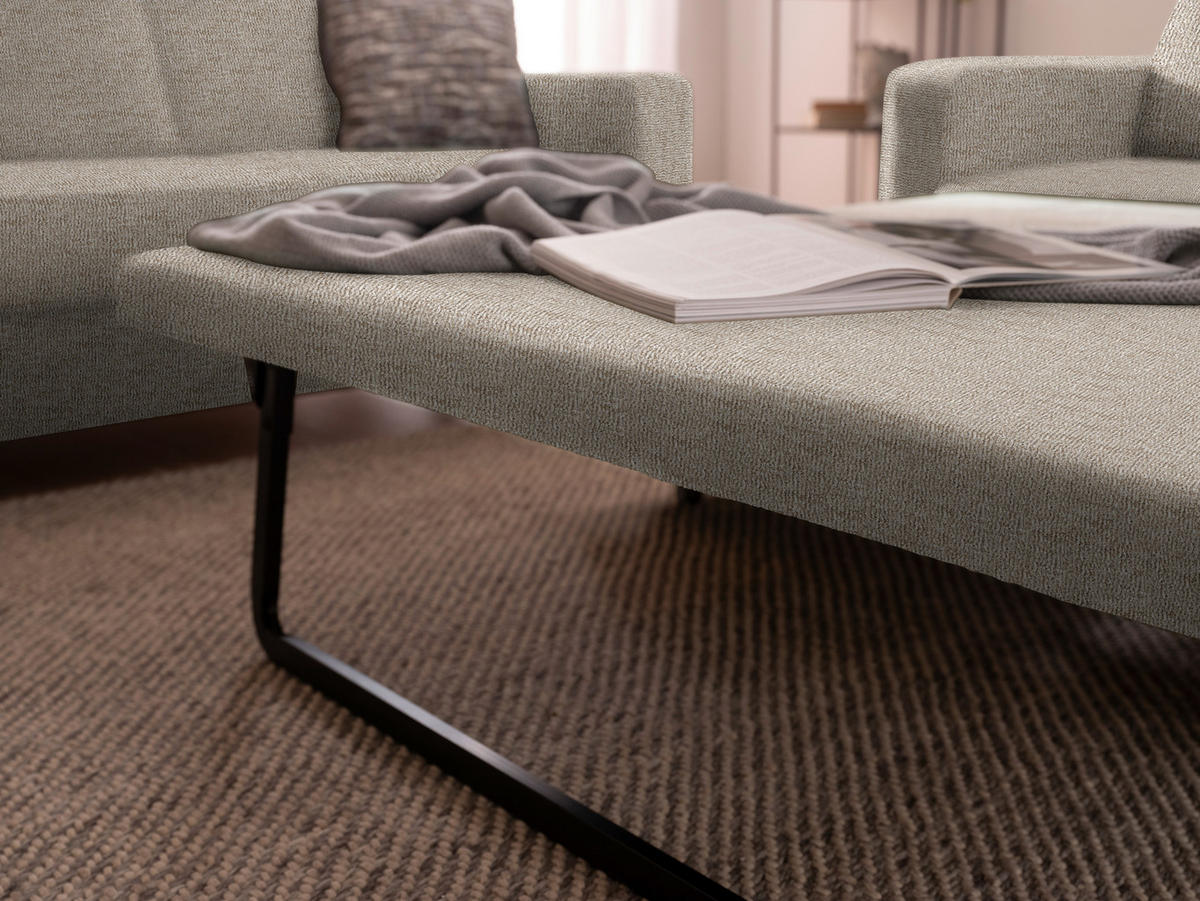 3-SITZER-SOFA in Flachgewebe Beige  - Chromfarben/Beige, Design, Textil/Metall (195/83/85cm) - Xora
