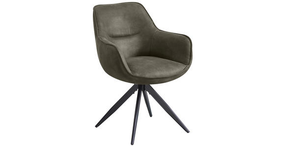 ARMLEHNSTUHL  Sitzfläche 360° drehbar Webstoff, Mikrofaser  - Schwarz/Grau, Design, Textil/Metall (64/86/63cm) - Carryhome