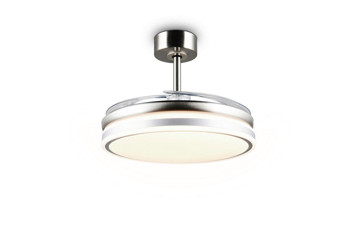 DECKENVENTILATOR - Klar/Nickelfarben, Design, Kunststoff/Metall (48/4cm)