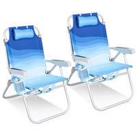 STRANDSESSEL-SET 57/90/76 cm  - Blau/Silberfarben, Basics, Textil/Metall (57/90/76cm) - Modante