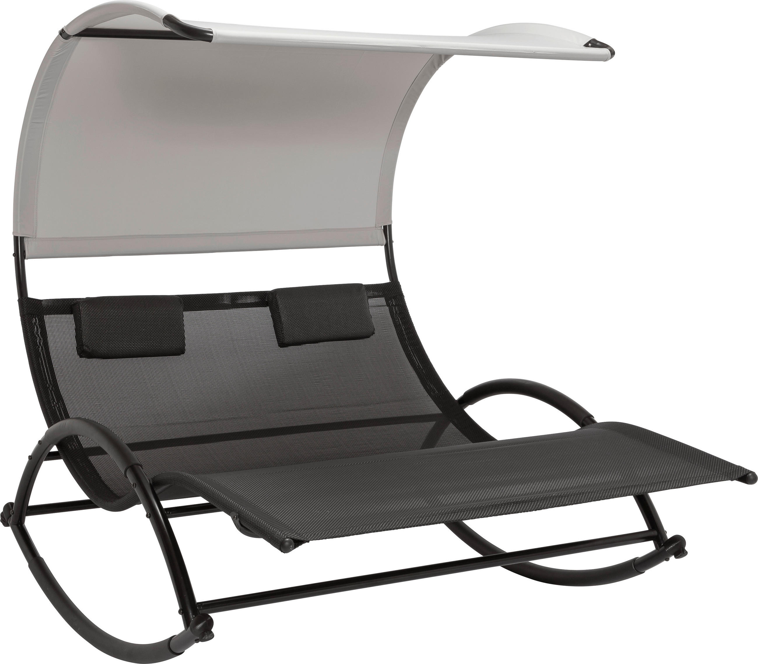 Sezlong Tip Balansoar Havana 139/167/178 cm  - gri deschis/negru, Modern, metal/textil (139/167/178cm) - Amatio