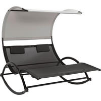 Sezlong Tip Balansoar Havana 139/167/178 cm  - gri deschis/negru, Modern, metal/textil (139/167/178cm) - Amatio