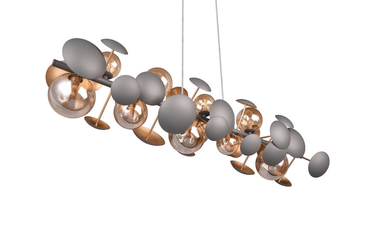 PENDELLEUCHTE Bubble 100/22/150 cm   - Anthrazit/Bernsteinfarben, LIFESTYLE, Glas/Metall (100/22/150cm) - Trio Leuchten