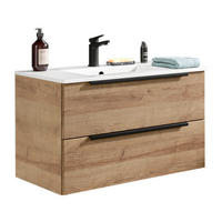 WASCHTISCHKOMBI 81 cm  - Eichefarben/Schwarz, Natur, Keramik/Holzwerkstoff (81cm) - Sadena