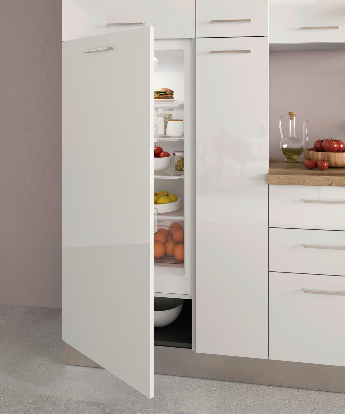 BLOK KUHINJA SA APARATIMA  bela visoki sjaj  - boja aluminijuma/boja hrasta, Lajfstajl, metal/pločasti materijal (300/216/60cm) - Italstyle