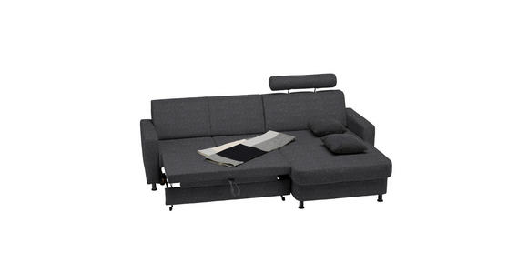 ECKSOFA in Webstoff Dunkelgrau  - Dunkelgrau/Schwarz, Design, Kunststoff/Textil (257/165cm) - Xora