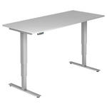 SCHREIBTISCH 180/80/63,5-128,5 cm  in Grau, Silberfarben  - Silberfarben/Grau, KONVENTIONELL, Holzwerkstoff/Metall (180/80/63,5-128,5cm) - Venda