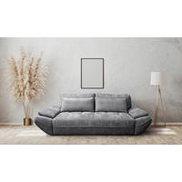 SCHLAFSOFA ELMA Struktur Dunkelgrau  inkl. Rückenkissen, Nierenkissen, Armlehnenkissen, Rücken echt  - Dunkelgrau/Schwarz, KONVENTIONELL, Holz/Kunststoff (280/73-93/107cm) - MID.YOU