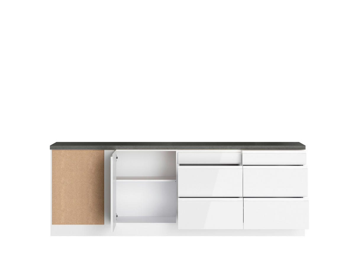 ECKKÜCHE 240/240 cm  in Grau, Weiß, Weiß Hochglanz  - Weiß Hochglanz/Weiß, LIFESTYLE, Holzwerkstoff (240/240cm) - Held