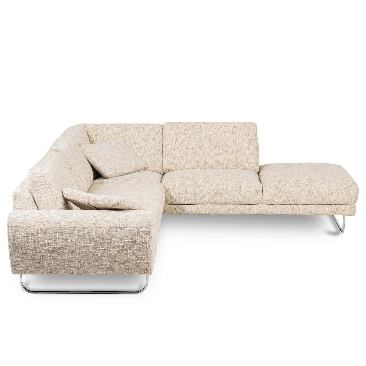 ECKSOFA 273/250 cm SPRING in Webstoff Beige Zierkissen  273/250 cm  - Chromfarben/Beige, Design, Textil/Metall (273/250cm) - Livetastic