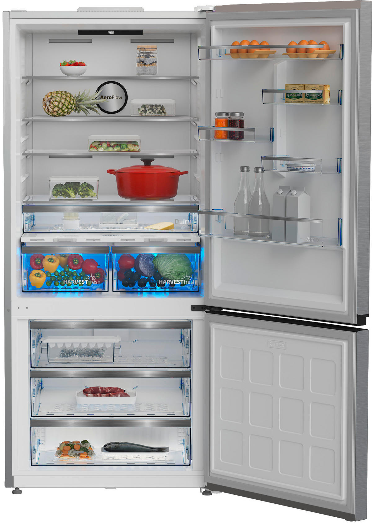 KÜHL-GEFRIER-KOMBINATION B5RCNE615ZXP  - Edelstahlfarben, Basics, Metall (76/193/83cm) - Beko