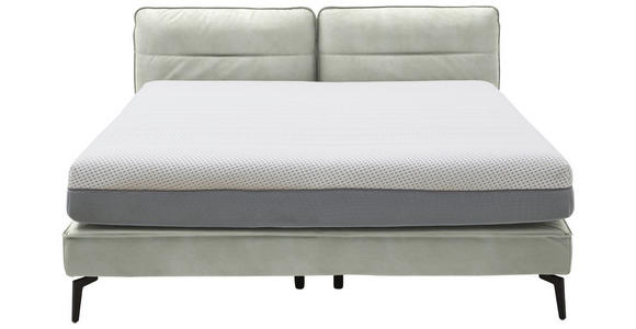 BOXSPRINGBETT 180/200 cm in Hellgrau - Hellgrau/Schwarz, Design, Textil/Metall (180/200cm) - Johann Jakob