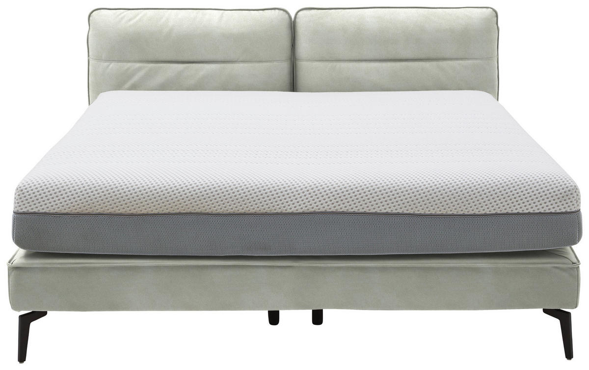 BOXSPRINGBETT 200/200 cm  in Hellgrau  - Hellgrau/Schwarz, Design, Textil/Metall (200/200cm) - Johann Jakob