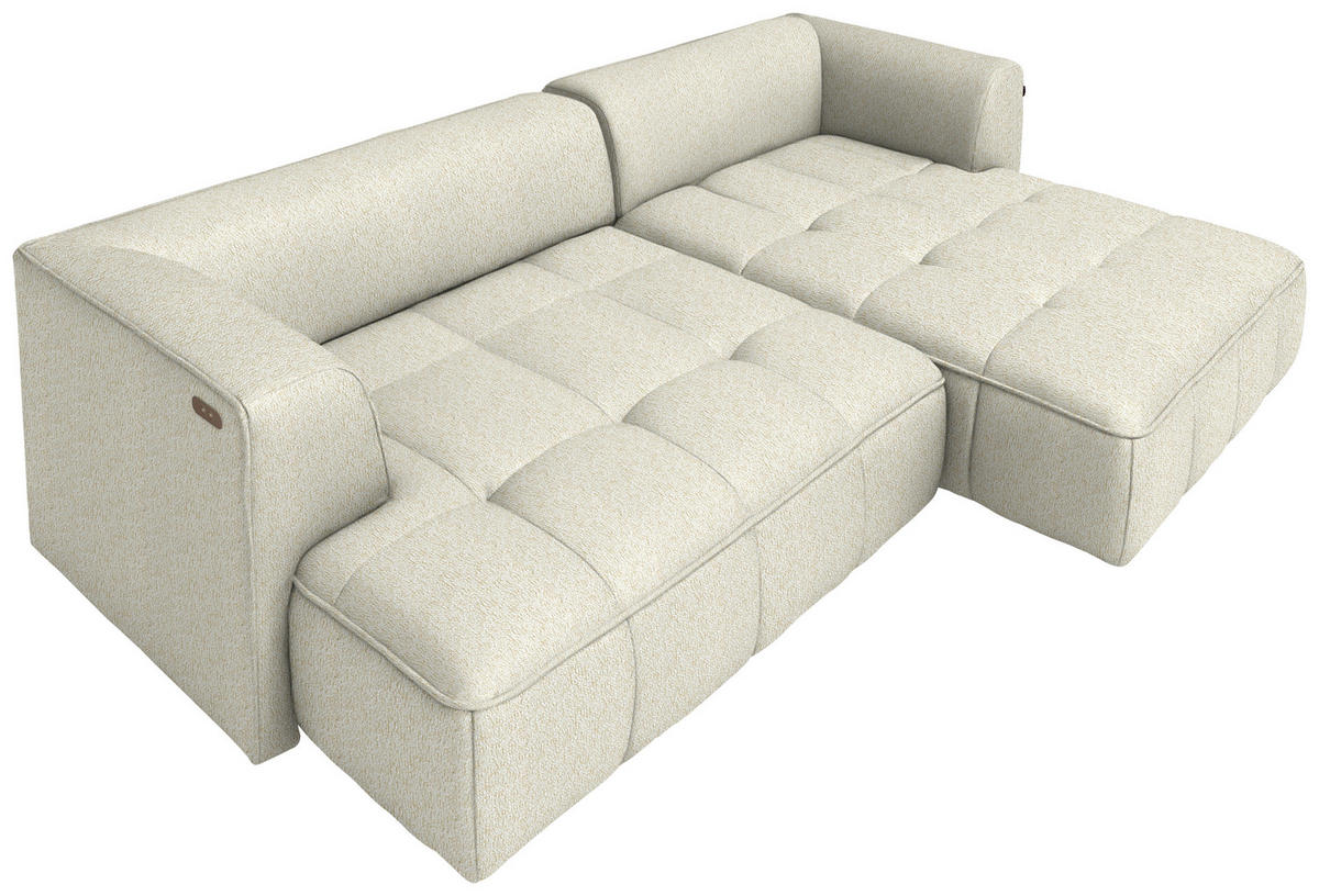 ECKSOFA Webstoff Creme  - Creme/Schwarz, Design, Kunststoff/Textil (188/288cm) - Welnova