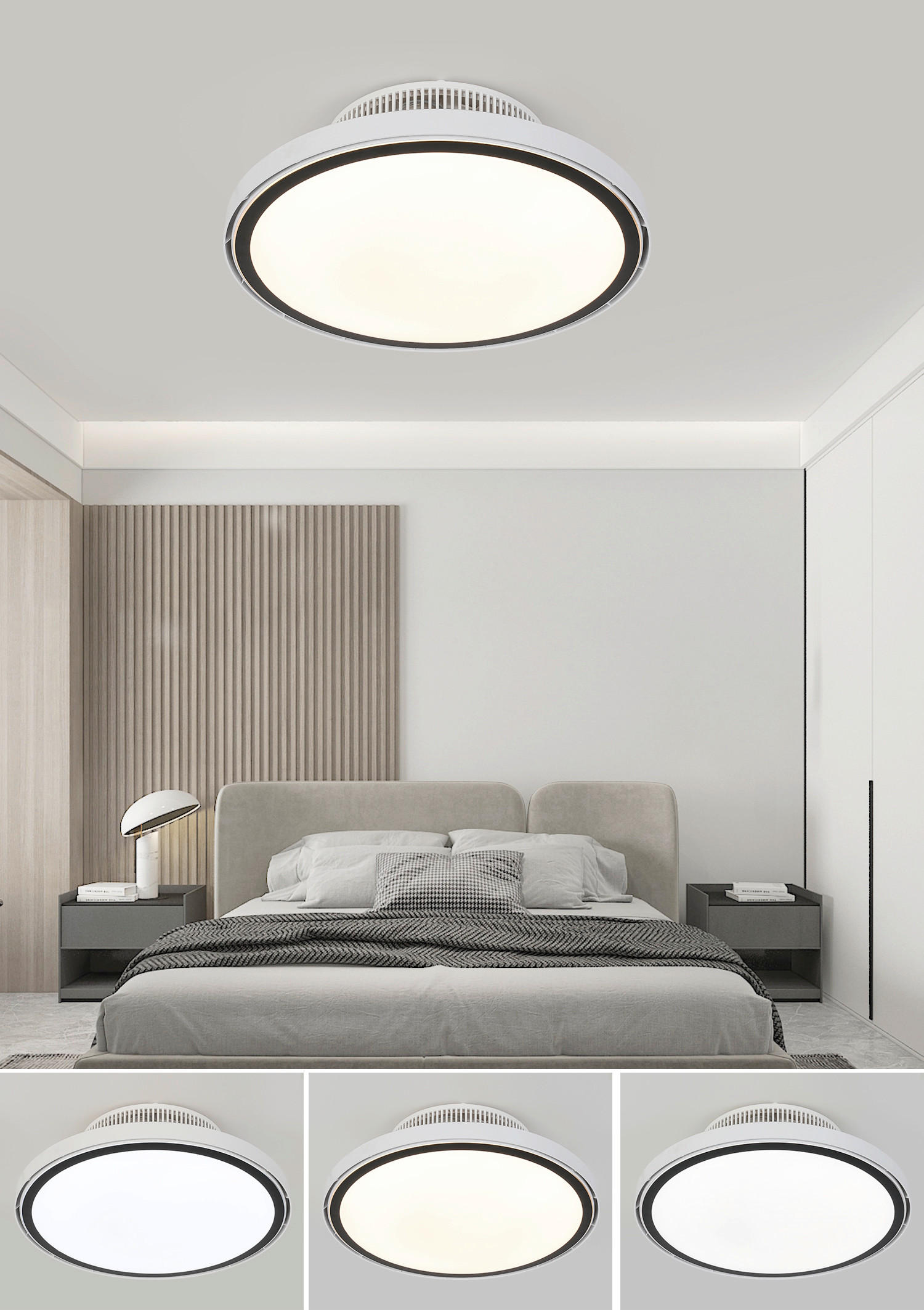 DECKENVENTILATOR - Schwarz/Weiß, Trend, Kunststoff/Metall (46/19,5cm) - Mican