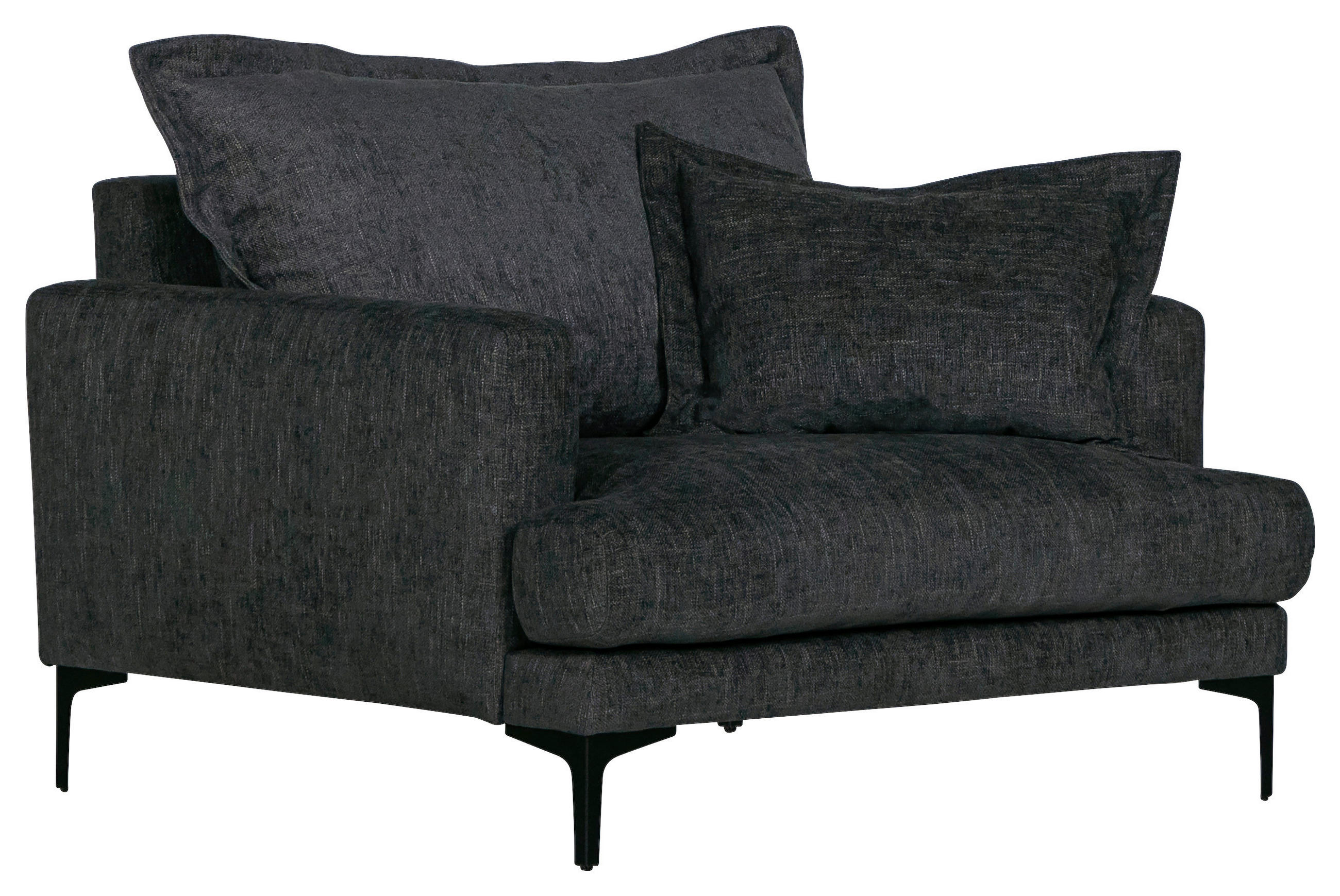 FÅTÖLJ i trä, textil mörkgrå  - mörkgrå/svart, Klassisk, trä/textil (115/92/98cm) - Novel