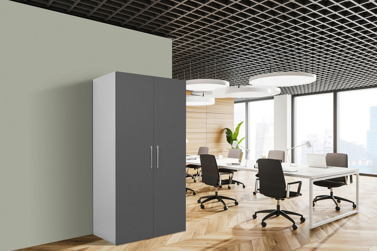 SCHRANKKÜCHE 104/193/67 cm  Grau  - Weiss/Edelstahlfarben, Modern, Holzwerkstoff/Metall (104/193/67cm) - Respekta