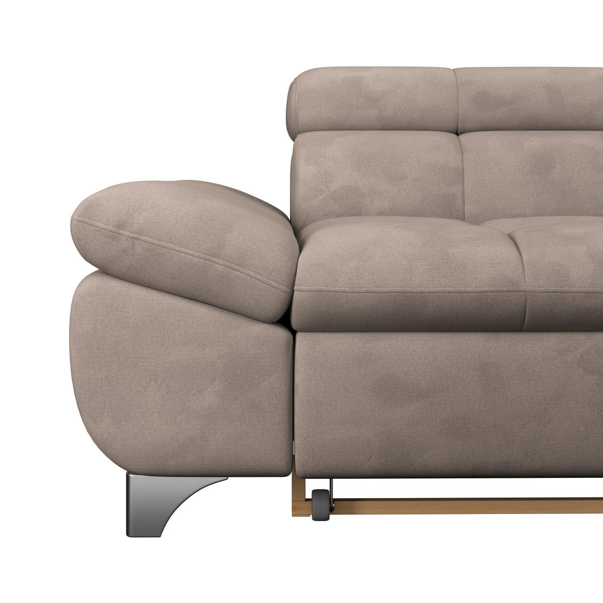 ECKSOFA Beige Chenille  - Chromfarben/Beige, KONVENTIONELL, Textil/Metall (312/234cm) - Livetastic