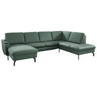 WOHNLANDSCHAFT Echtleder Opal  - Opal/Schwarz, Konventionell, Leder/Metall (168/306/224cm) - Beldomo Premium