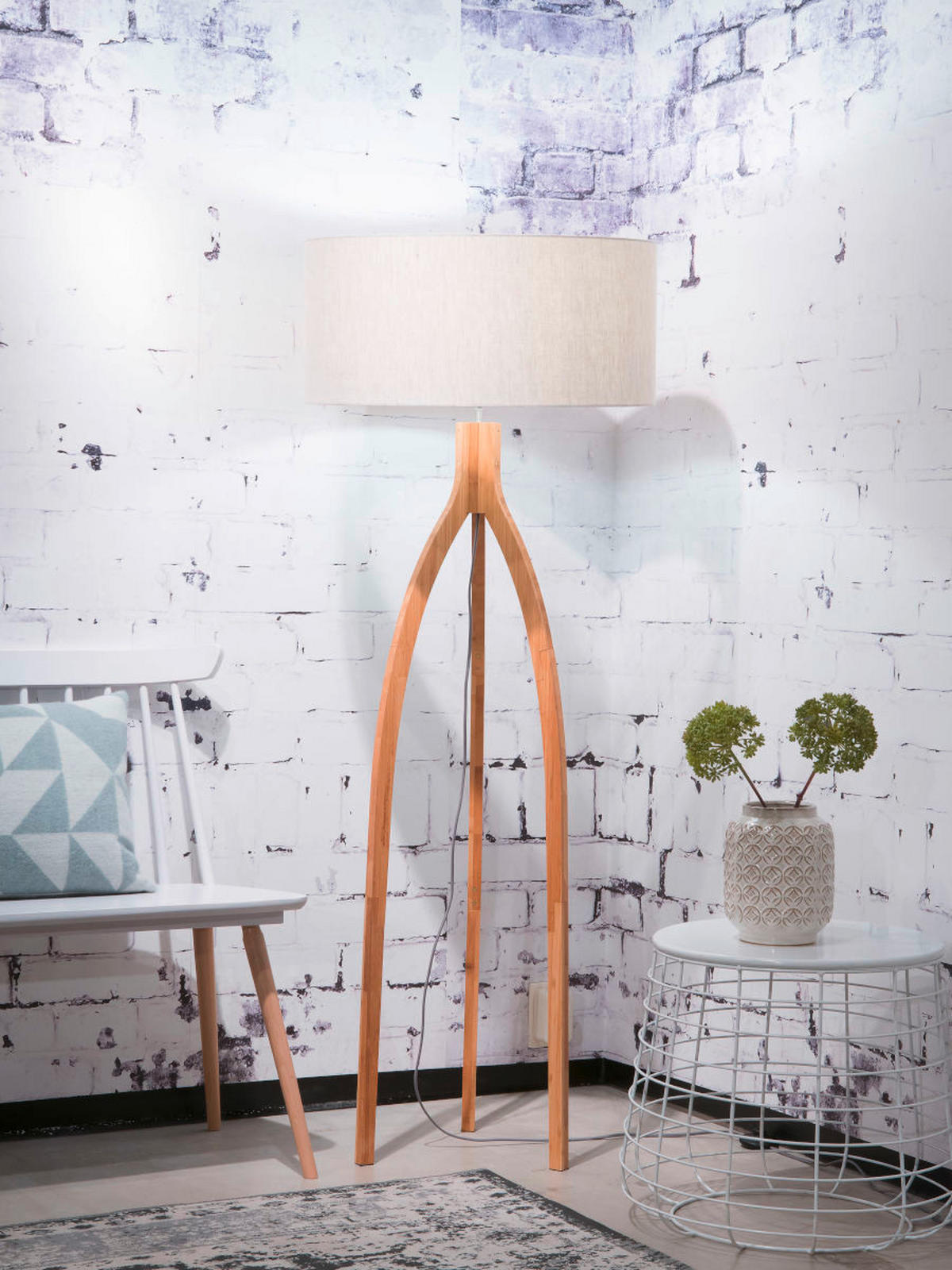 STEHLEUCHTE 60/160 cm    - Naturfarben, Trend, Holz/Textil (60/160cm) - Good & Mojo