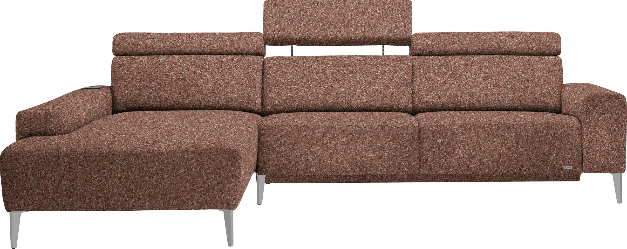 ECKSOFA  in Mikrovelours Terracotta  205/288 cm  - Terracotta/Alufarben, Design, Textil (205/288cm) - Sedda