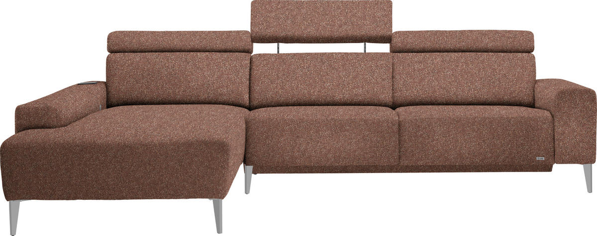ECKSOFA  in Mikrovelours Terracotta  205/288 cm  - Terracotta/Alufarben, Design, Textil (205/288cm) - Sedda