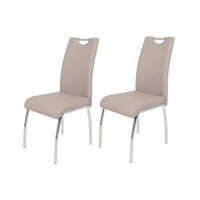 STUHL-SET 2 Stück  in Stahl Lederlook  - Chromfarben/Weiß, MODERN, Textil/Metall (44/98/61cm) - MID.YOU