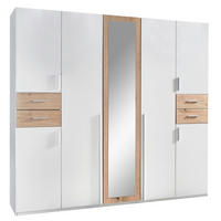 DREHTÜRENSCHRANK  in Weiß, Eiche Artisan  - Silberfarben/Eiche Artisan, Basics, Holzwerkstoff (225/208/58cm) - MID.YOU