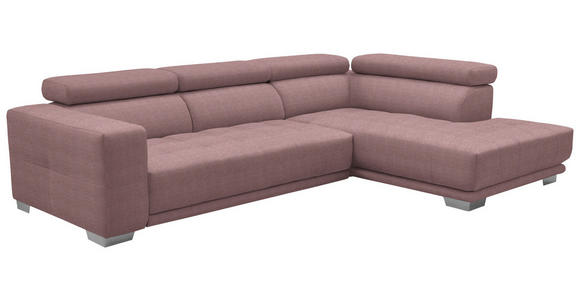 ECKSOFA  in Mikrofaser Rosa  301/207 cm  - Chromfarben/Rosa, Design, Textil/Metall (301/207cm) - Xora