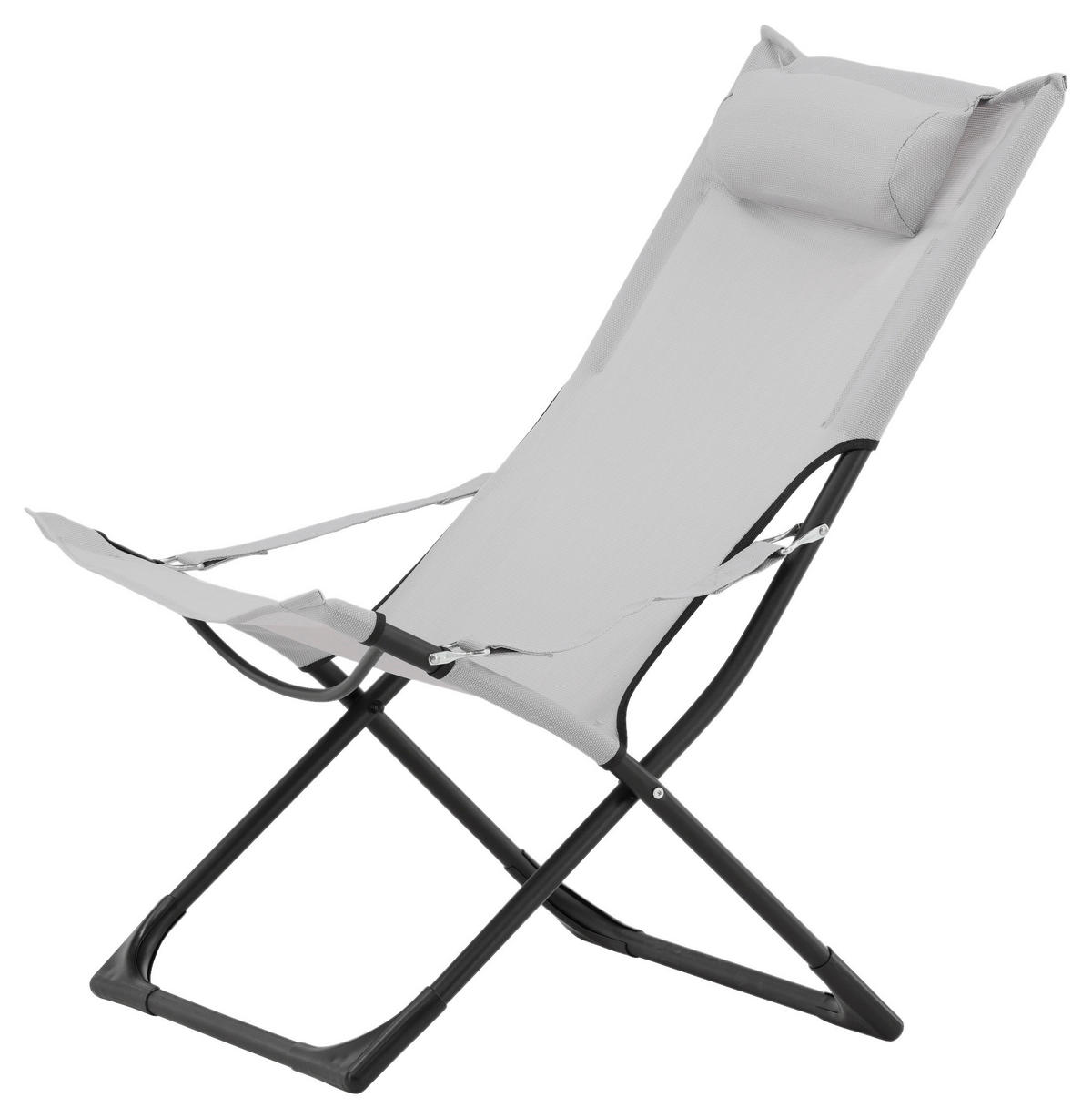 STRANDSESSEL 63/89/84 cm  - Schwarz/Grau, KONVENTIONELL, Textil/Metall (63/89/84cm) - Gardenson