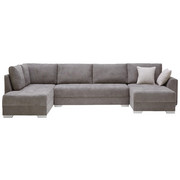 Wohnlandschaft in Grau Textil - Silberfarben/Grau, Design, Kunststoff/Textil (208/350/168cm) - Xora