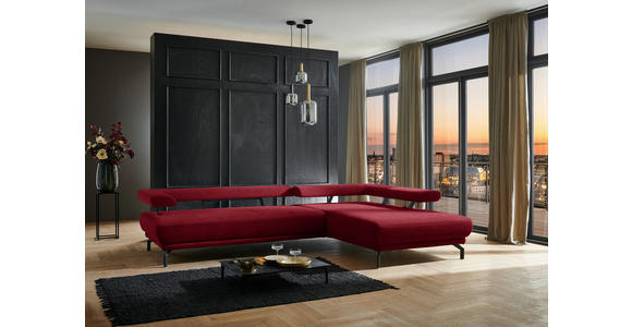 ECKSOFA in Chenille Rot 305/224 cm - Rot/Schwarz, Design, Textil/Metall (305/224cm) - Dieter Knoll