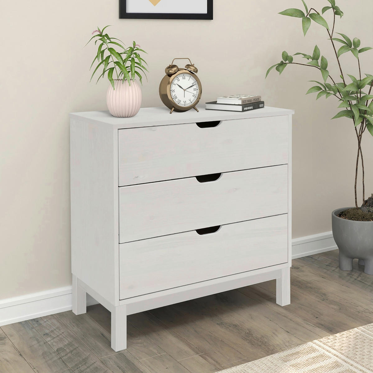 KOMMODE POZNAN, 76/75/39 cm, 3 Schublade(n)  - Weiß, Design, Holz/Holzwerkstoff (76/75/39cm) - Livetastic