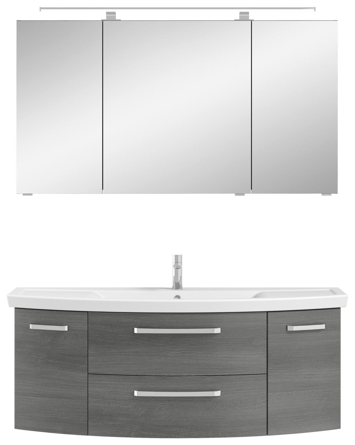 BADEZIMMER 3-teilig  in 135 cm  - Chromfarben/Graphitfarben, MODERN, Glas/Keramik (135cm) - Sadena