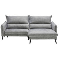 ECKSOFA in Velours Grau  238/170 cm  - Schwarz/Grau, Design, Holz/Textil (238/170cm) - Carryhome
