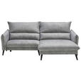 ECKSOFA in Velours Grau  238/170 cm  - Schwarz/Grau, Design, Holz/Textil (238/170cm) - Carryhome
