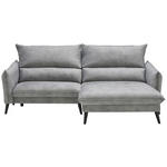 ECKSOFA in Velours Grau  238/170 cm  - Schwarz/Grau, Design, Holz/Textil (238/170cm) - Carryhome