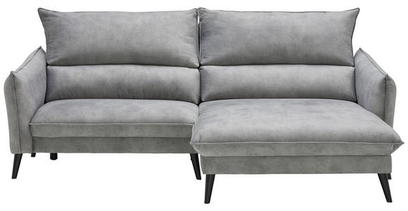 ECKSOFA in Velours Grau  238/170 cm  - Schwarz/Grau, Design, Holz/Textil (238/170cm) - Carryhome